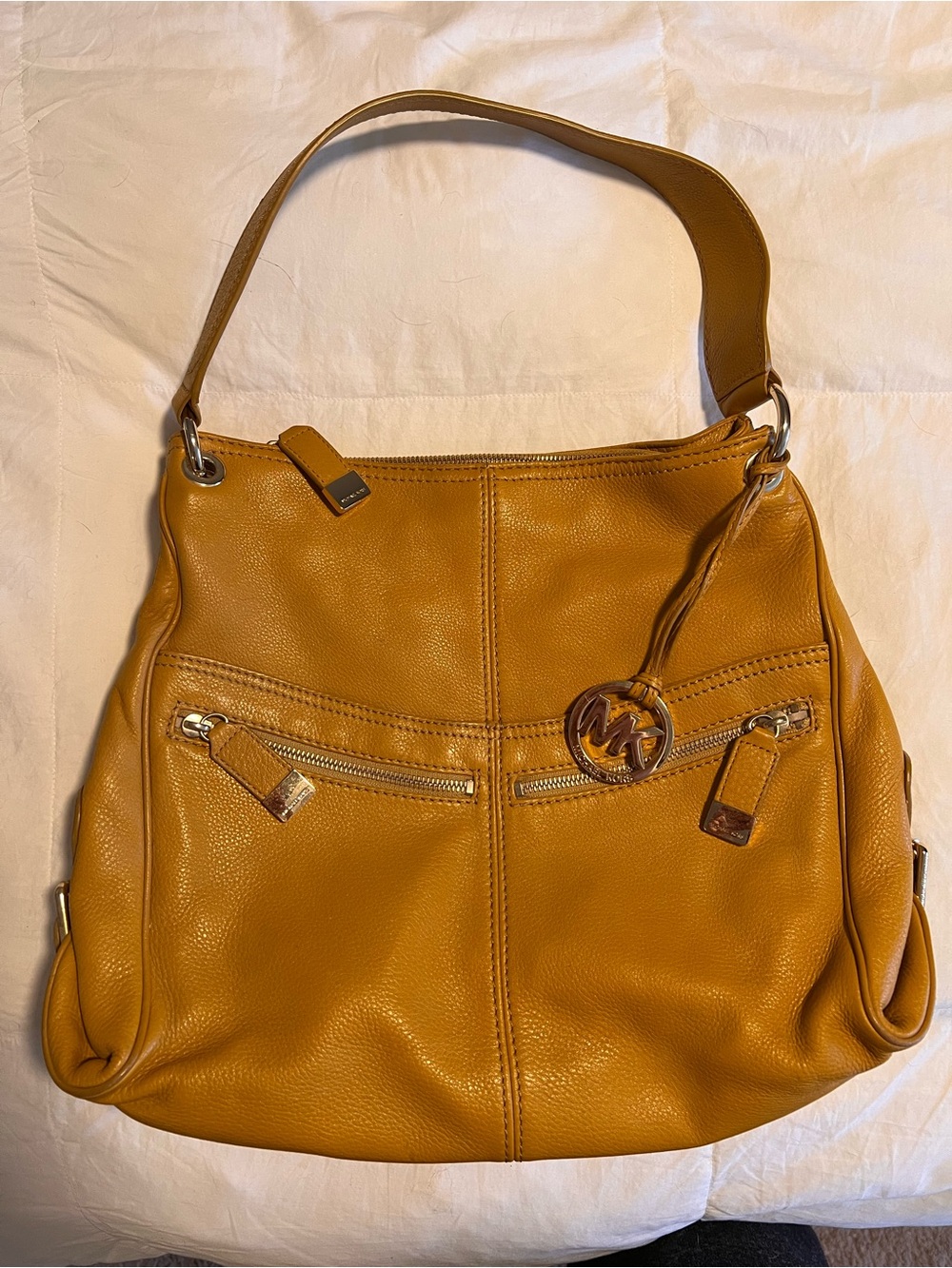 Michael Kors Mustard Leather Shoulder Hobo Bag